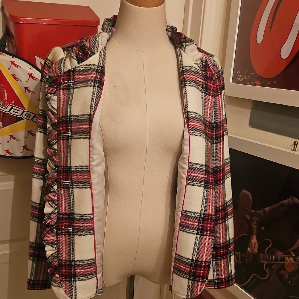 Talbots Cream And Red Plaid Blazer - Picture 5 of 8